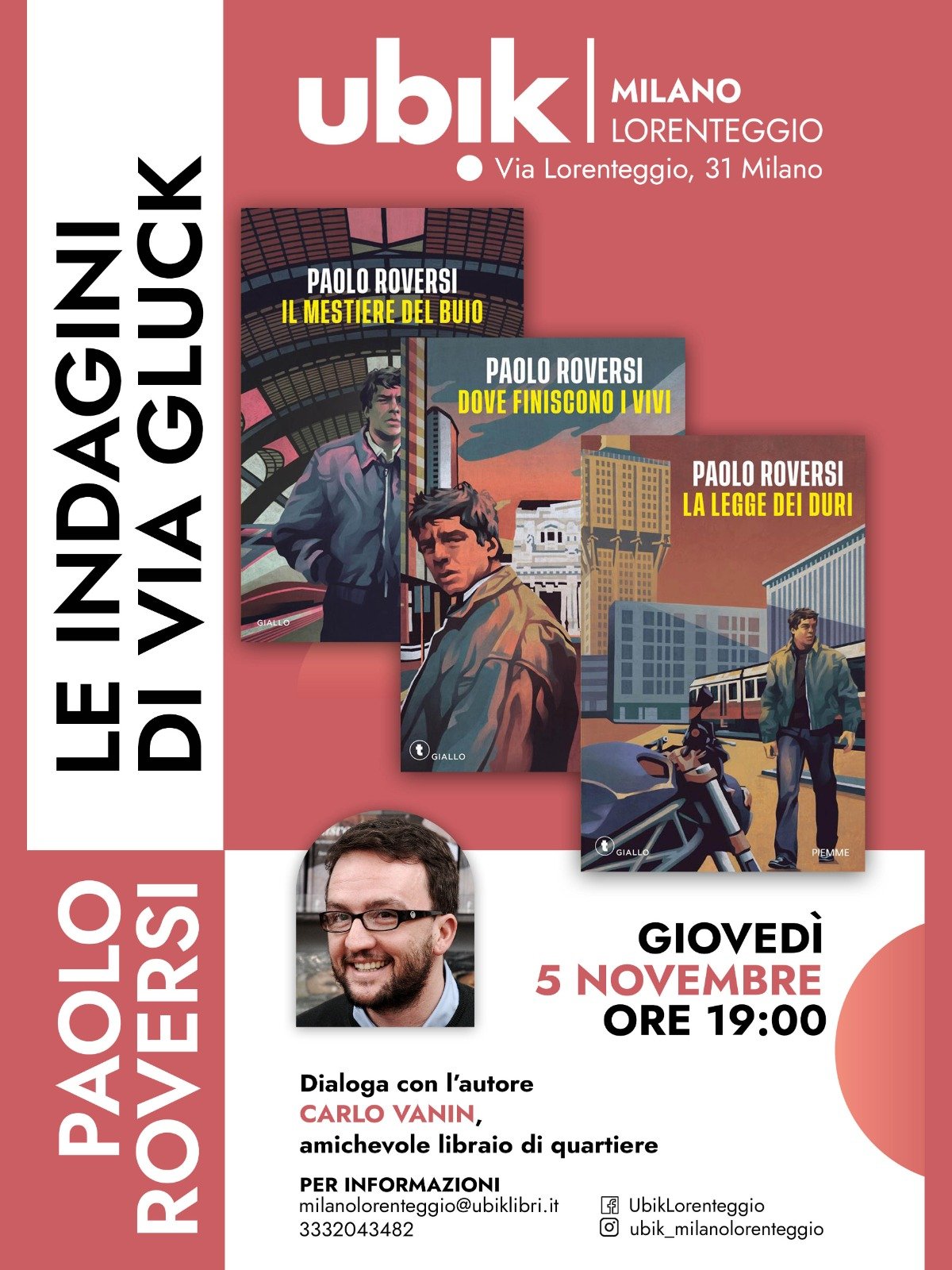 Locandina dell’incontro con Paolo Roversi a Ubik Lorenteggio, Milano, 5 novembre 2026