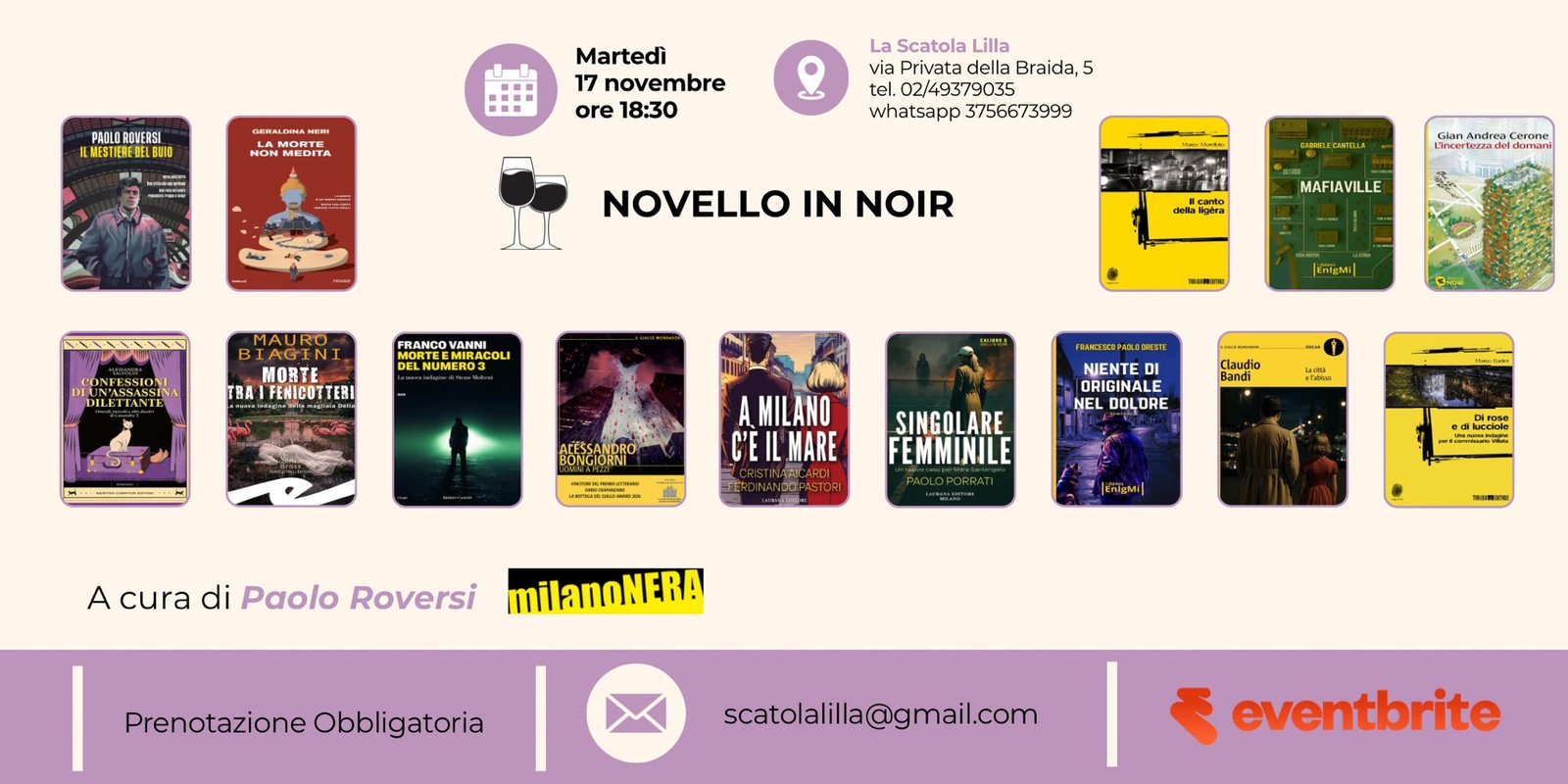 Locandina di Novello in Noir a cura di Paolo Roversi, Milano, 17 novembre 2026