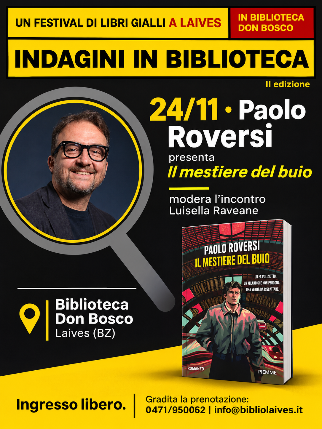 Locandina di Paolo Roversi per Indagini in biblioteca – II edizione, 2026-11-24